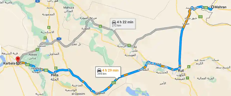 مسیر مهران تا کربلا
تور کربلا